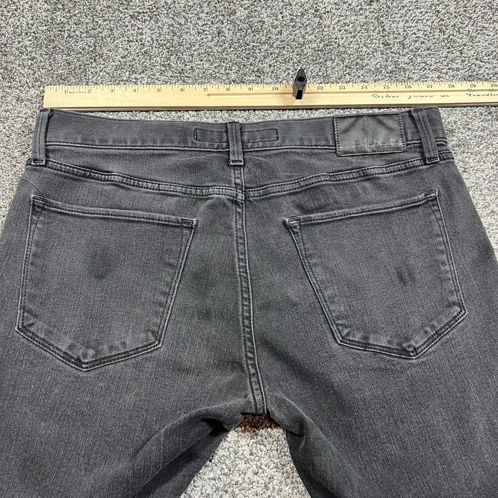 Express Jeans Mens 32x32 Black Rocco Slim‎ Straight Dark Wash Stretch Denim
